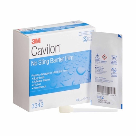 3M Cavilon No Sting Skin Barrier Applicator 26 to 62% Strength Individual Packet Sterile, 1mL, 100PK 3343